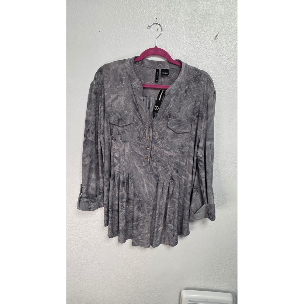 New Directions Blouse Womens XL Grey NWT